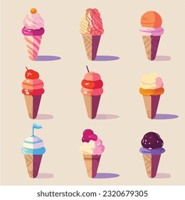 ice cream minimal flat vector illustration clip art virant color