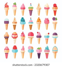 ice cream minimal flat vector illustration clip art virant color
