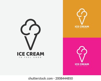 Ice Cream Minimal Logo Design Vector Template