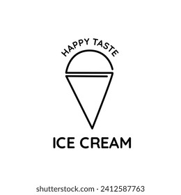 Ice cream minimal logo vector. Simple ice cream logo on white background. Design for logo, icon, sign, symbol, shop, menu, cafe, decoration.