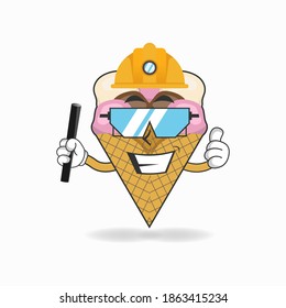 The Ice Cream Mining Officer Mascot Character. Vector Illustration