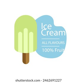 Ice cream mint popsicle icon with banner 