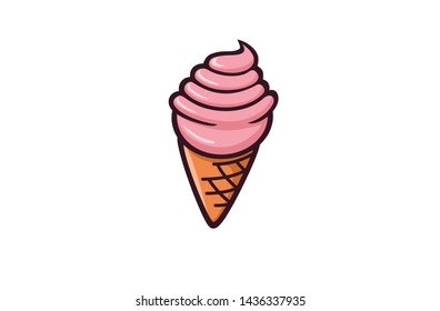 Ice Cream, Modern design, Vector icon.  Cartoon style illustration 04