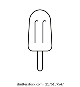 Ice crema monocromática simple ilustración vectorial. Icono de postre de comida en estilo de arte de línea plana