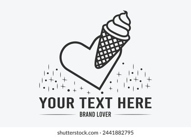 Ice Cream monogram Vector, Bakery Emblem Collection, Ice Cream Logo Templates, Bakery Monogram Design Elements