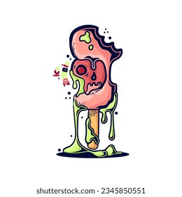 Ice cream monster illustration, its good for any horror theme, design for product and any other object.