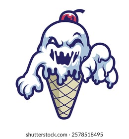 ice cream monster illustration in isolation