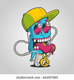 ice cream monster illustration, vector character