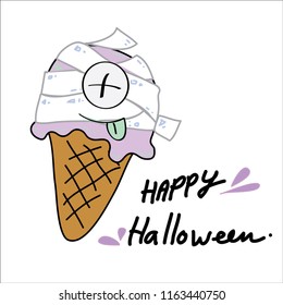 the Ice cream monster,Happy Halloween,cute ice cream
