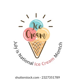 Mes del Crema de Hielo - Julio, vector, pegatina.