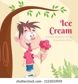 Ice cream is most delicious thing in summer time banner design template.