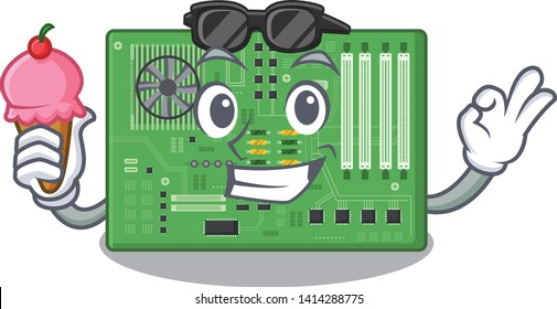With ice cream motherboard in the a cartoon shape