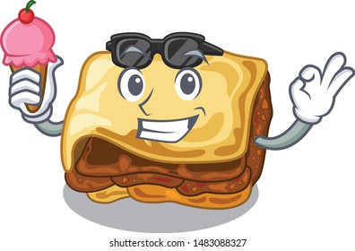 With ice cream moussaka is cooked in cartoon style