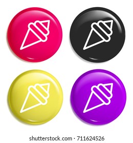 Ice cream multi color glossy badge icon set. Realistic shiny badge icon or logo mockup