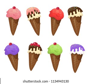 ice cream, multicolored, vector