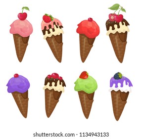 ice cream, multicolored, vector