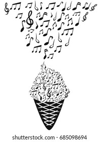 ice cream with music notes