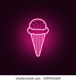 Ice cream neon icon. Elements of fast food set. Simple icon for websites, web design, mobile app, info graphics