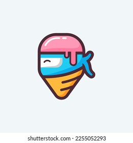 Ice cream Ninja logo design. Fit to your food store, business or web logo icon