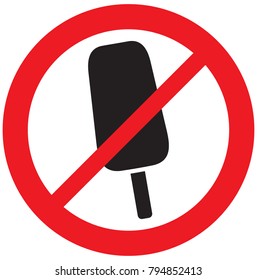 ice cream not allowed sign (prohibition icon)