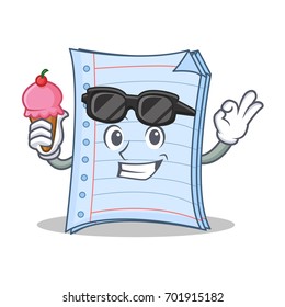 With ice cream notebook character cartoon style