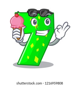 With ice cream number seven sign on door cartoon