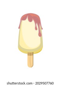 Ice cream. The object is isolated on a white background. Summer food sweet dessert. Flat design. Popsicle on a stick. Vector