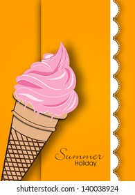 Ice cream on abstract yellow background.