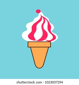 Ice cream on the blue background. Vector illustration