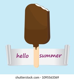 Ice cream on a blue background. Hello summer