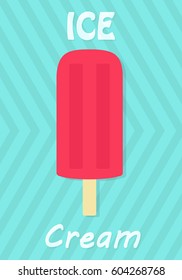 Ice cream on blue background. Vector illustration.