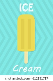 Ice cream on blue background. Vector illustration.