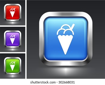 Ice Cream on Blue Square Button