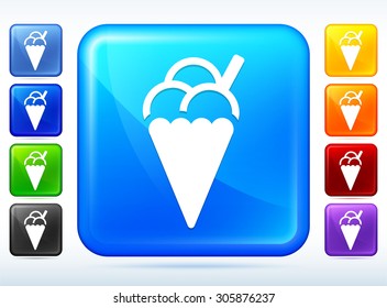Ice Cream on Blue Square Button