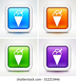 Ice Cream on Colorful Square Buttons