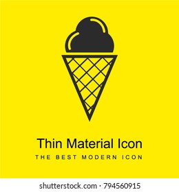 Ice cream on cone bright yellow material minimal icon or logo design