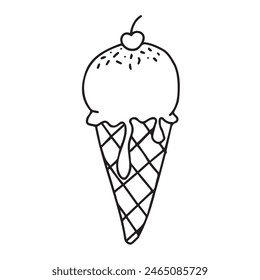 Ice cream on a cone with a cherry on top
