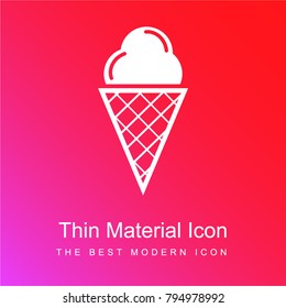 Ice cream on cone red and pink gradient material white icon minimal design