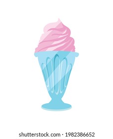 ice cream on glass cup isolated