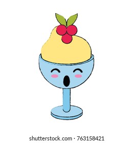 Ice cream on glass cup cute kawaii cartoon