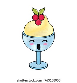 Ice cream on glass cup cute kawaii cartoon