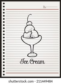 ice cream on glass sketch on paper