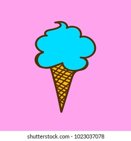 Ice cream on the pink background. Vector illustration