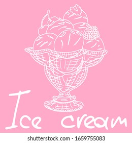 ice cream on a pink background sketch.new vector stock illustration