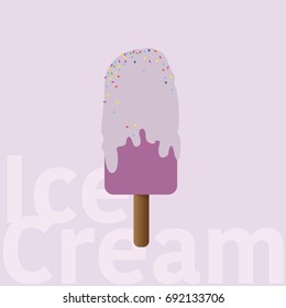 Ice cream on stick  with candies for web and mobile