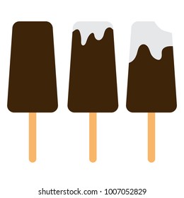 Ice cream on a stick in chocolate glaze. Flat design, vector.