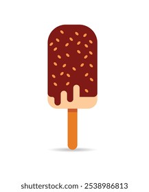 Helado en un palo de chocolate con chispas ilustración de stock