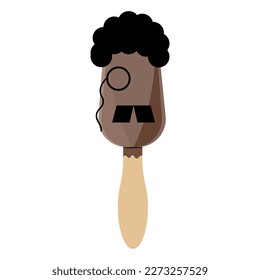 Ice cream on a stick. Eskimo with retro man silhouette.