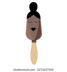 Ice cream on a stick. Eskimo with silhouette of a person. 