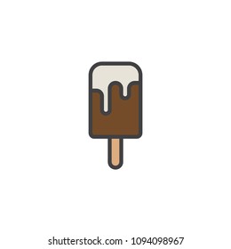 Ice cream on stick filled outline icon, line vector sign, linear colorful pictogram isolated on white. Dessert snack symbol, logo illustration. Pixel perfect vector graphics